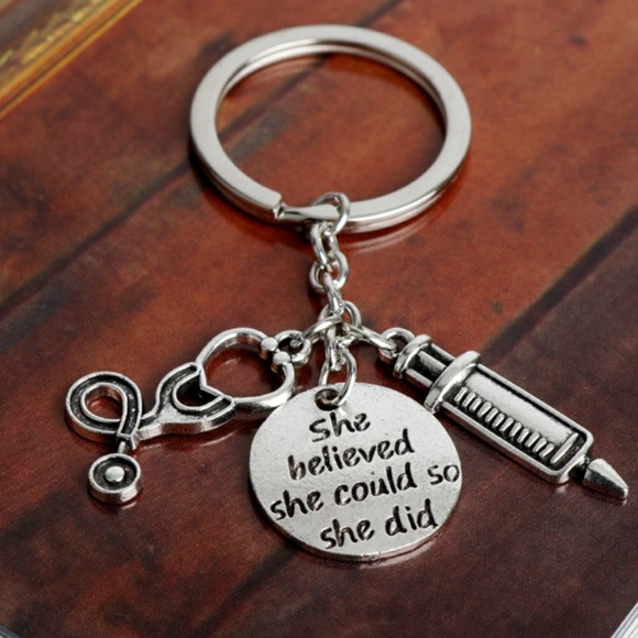 Key chain Handbag Medical Doctor Nurse New Silver - Picture 2 of 3